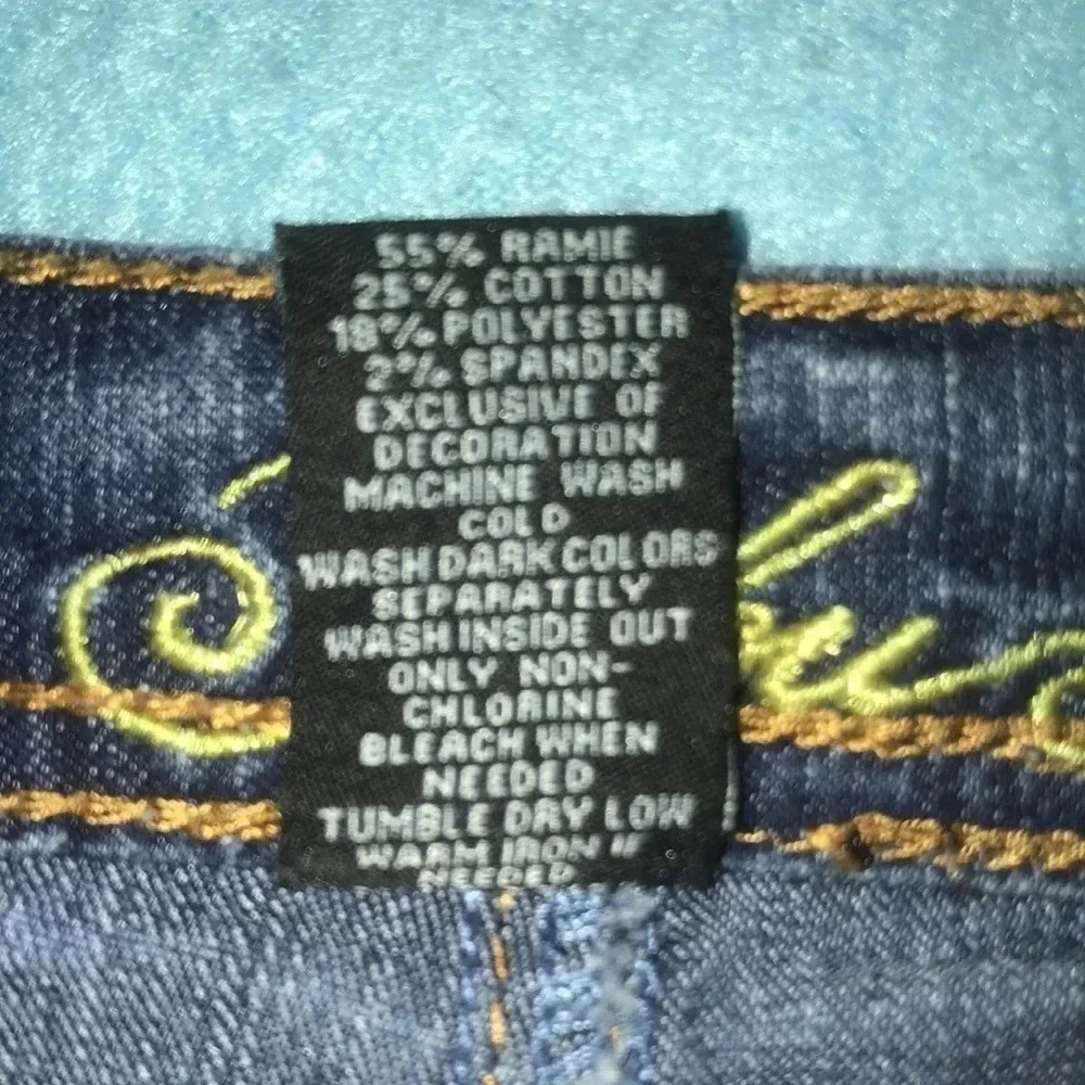 FUBU The Collection distressed bling embroidered jeans boot cut size 10